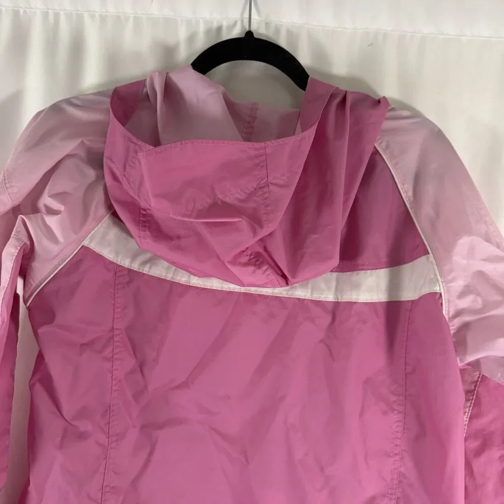 Columbia Windbreaker Jacket Girls 18/20 Pink Full Zip Hooded Pockets Nylon